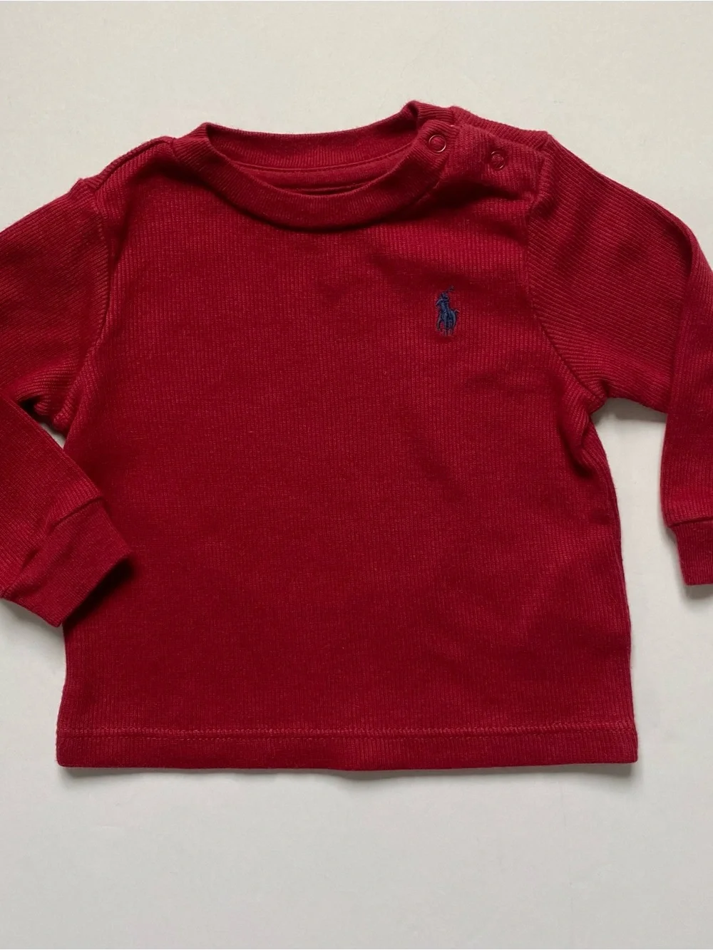 Polo Ralph Lauren Shirt Size 6 Months Boys Long Sleeve Burgundy Red 100% Cotton